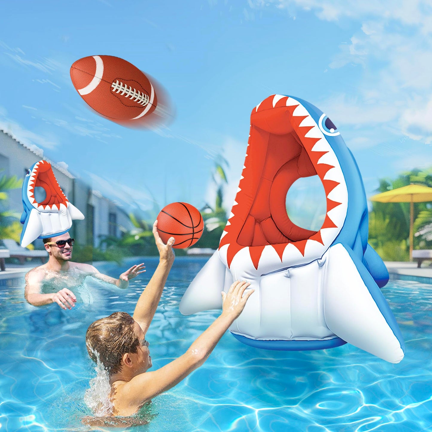 iPlay iLearn Kids Shark Pool Toy — 3-in-1 Inflatable Pool Game