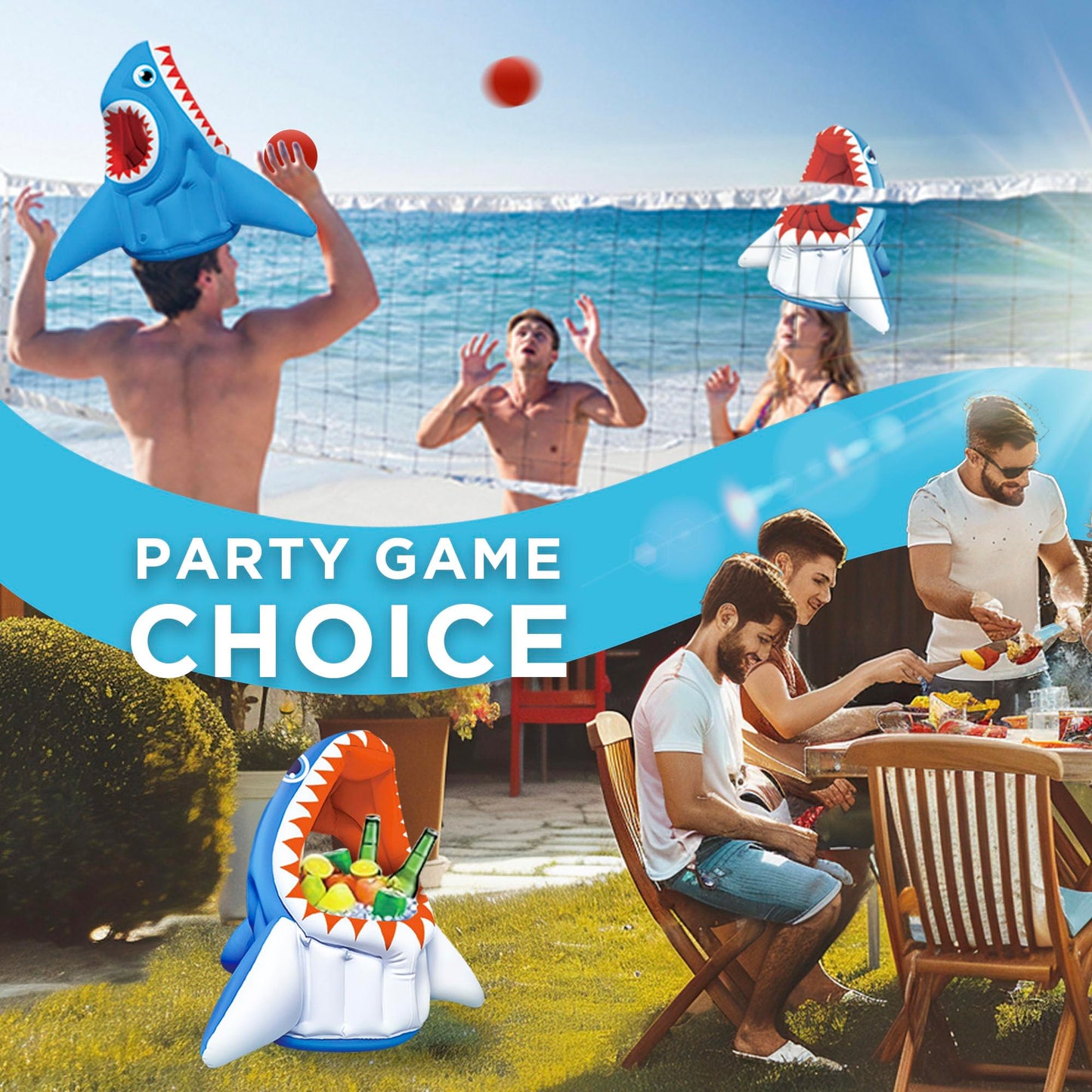 iPlay iLearn Kids Shark Pool Toy — 3-in-1 Inflatable Pool Game