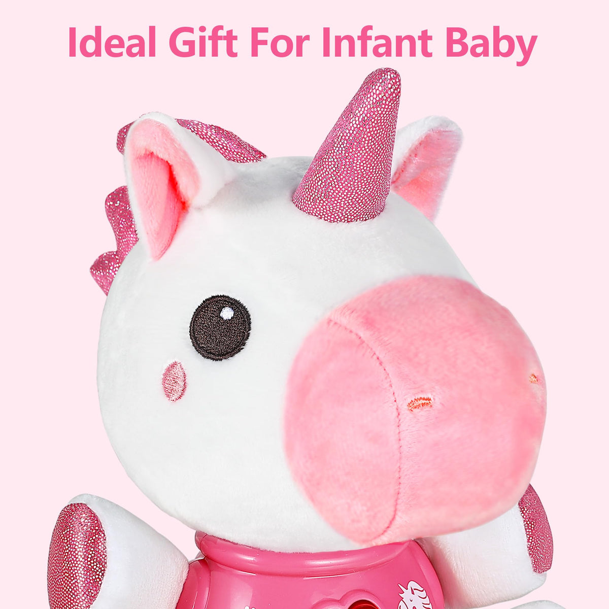 iPlay iLearn Baby Unicorn Musical Toy – Soft Plush, Light-Up Music for Sleep & Play