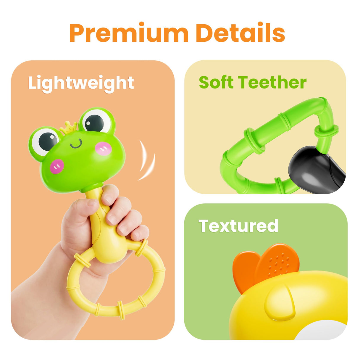 iPlay iLearn Baby Maracas Rattle Set — Infant Animal Shaker Toys for 0–18 Months