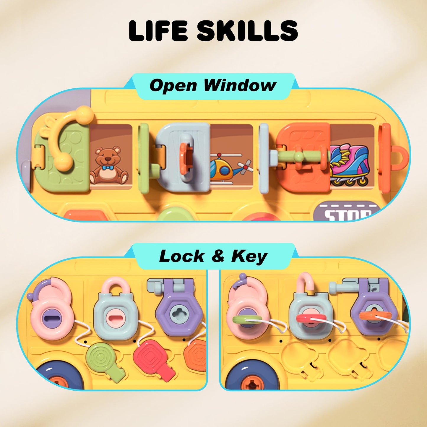 iPlay iLearn Toddler Busy Bus Toy – STEM Take-Apart School Bus with Tools, Gears & Steering Wheel (Ages 3-5)