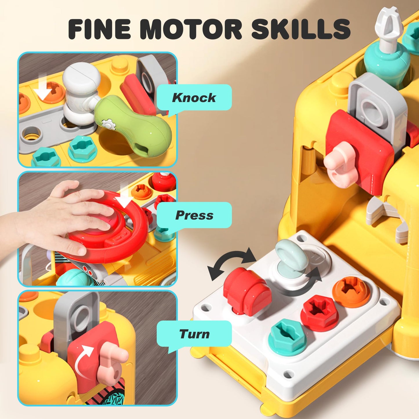iPlay iLearn Toddler Busy Bus Toy – STEM Take-Apart School Bus with Tools, Gears & Steering Wheel (Ages 3-5)