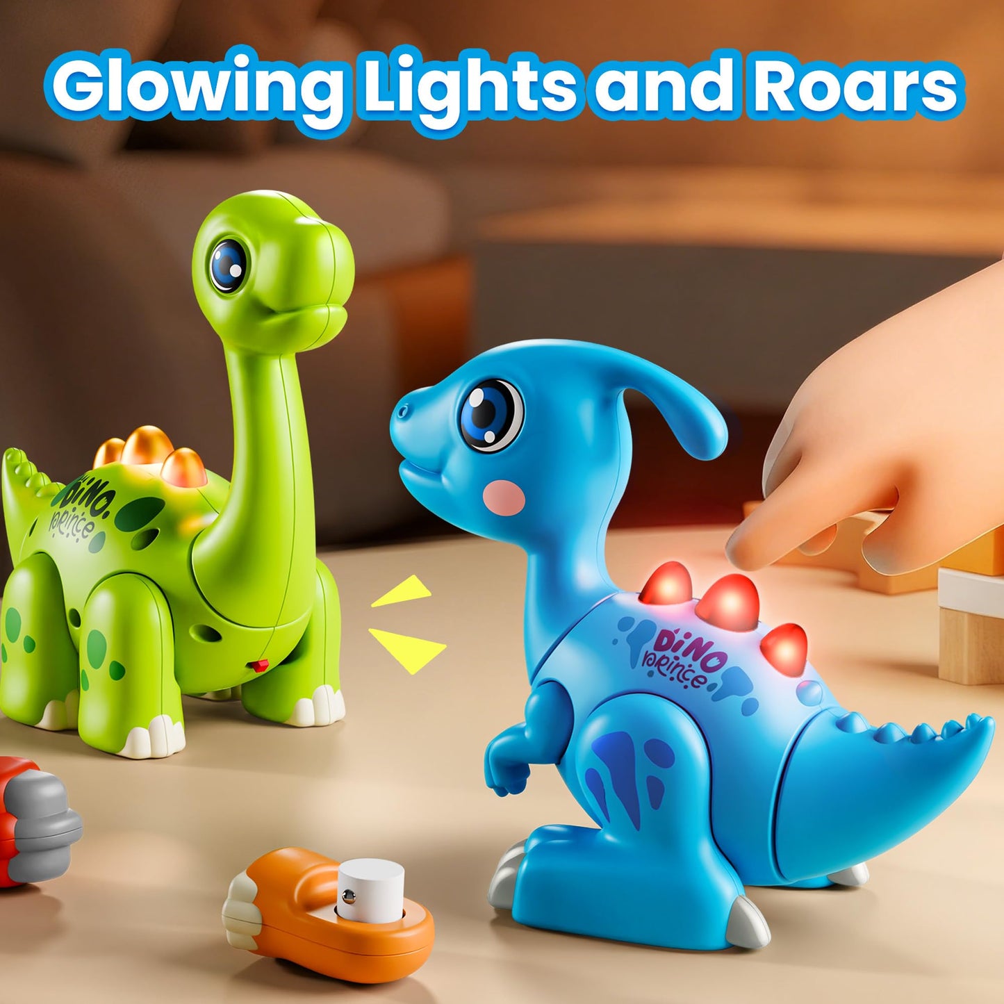 iPlay iLearn Toddler Dinosaur Toy – Easy Take Apart Dino Building Set with Lights & Roars