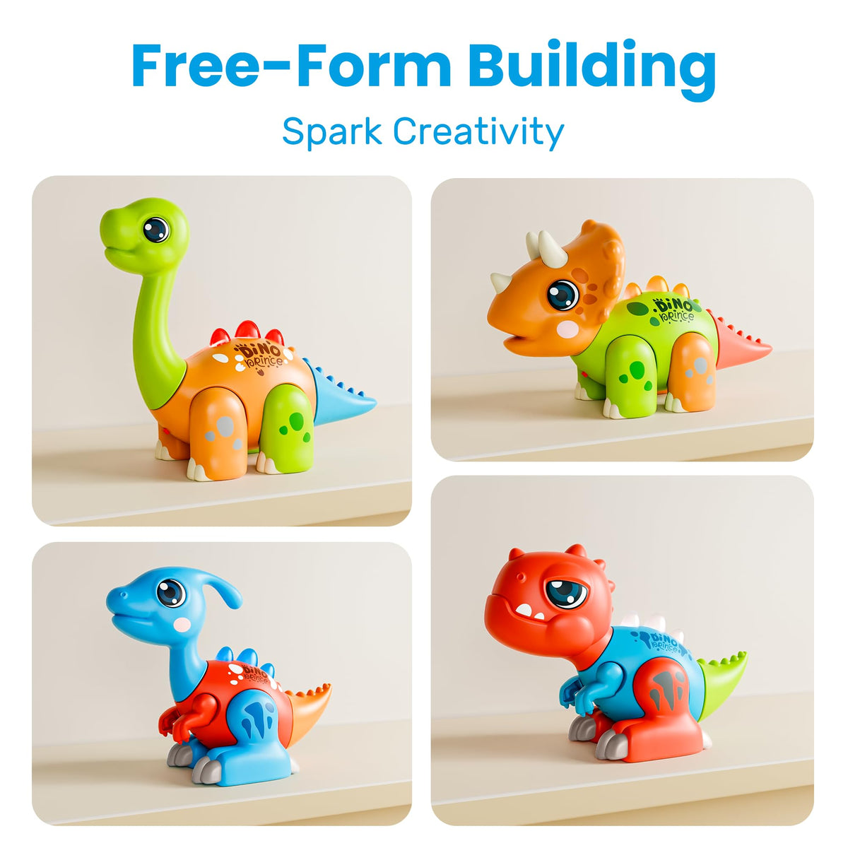 iPlay iLearn Toddler Dinosaur Toy – Easy Take Apart Dino Building Set with Lights & Roars