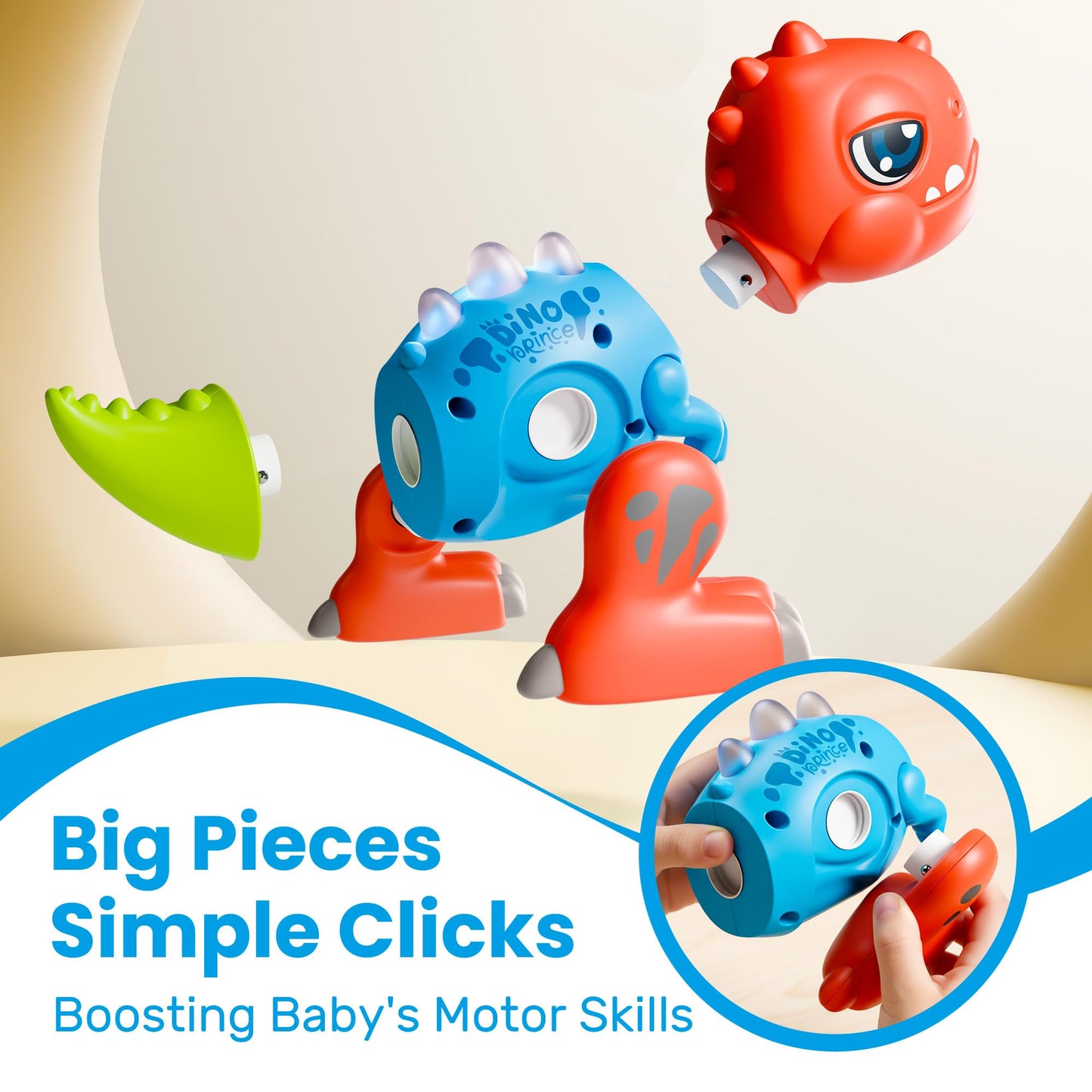 iPlay iLearn Toddler Dinosaur Toy – Easy Take Apart Dino Building Set with Lights & Roars