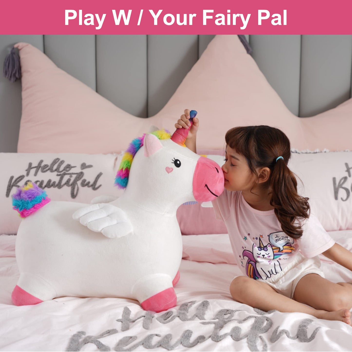 iPlay iLearn Hopping Unicorn Horse – Toddler Ride-On Bouncer Toy