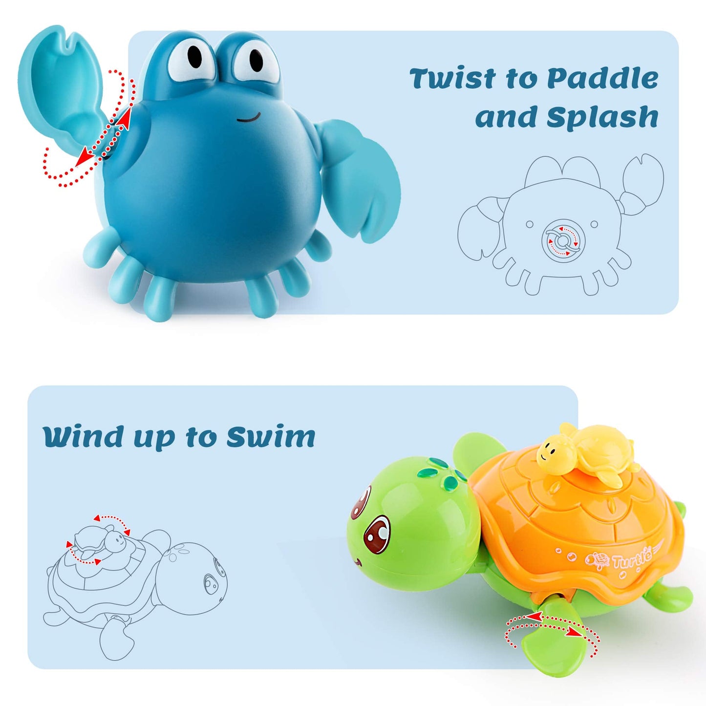 iPlay iLearn Baby Bath Toys with Organizer – Squirting Octopus, Wind-Up Turtle, Stacking Cups, 6–36 Months