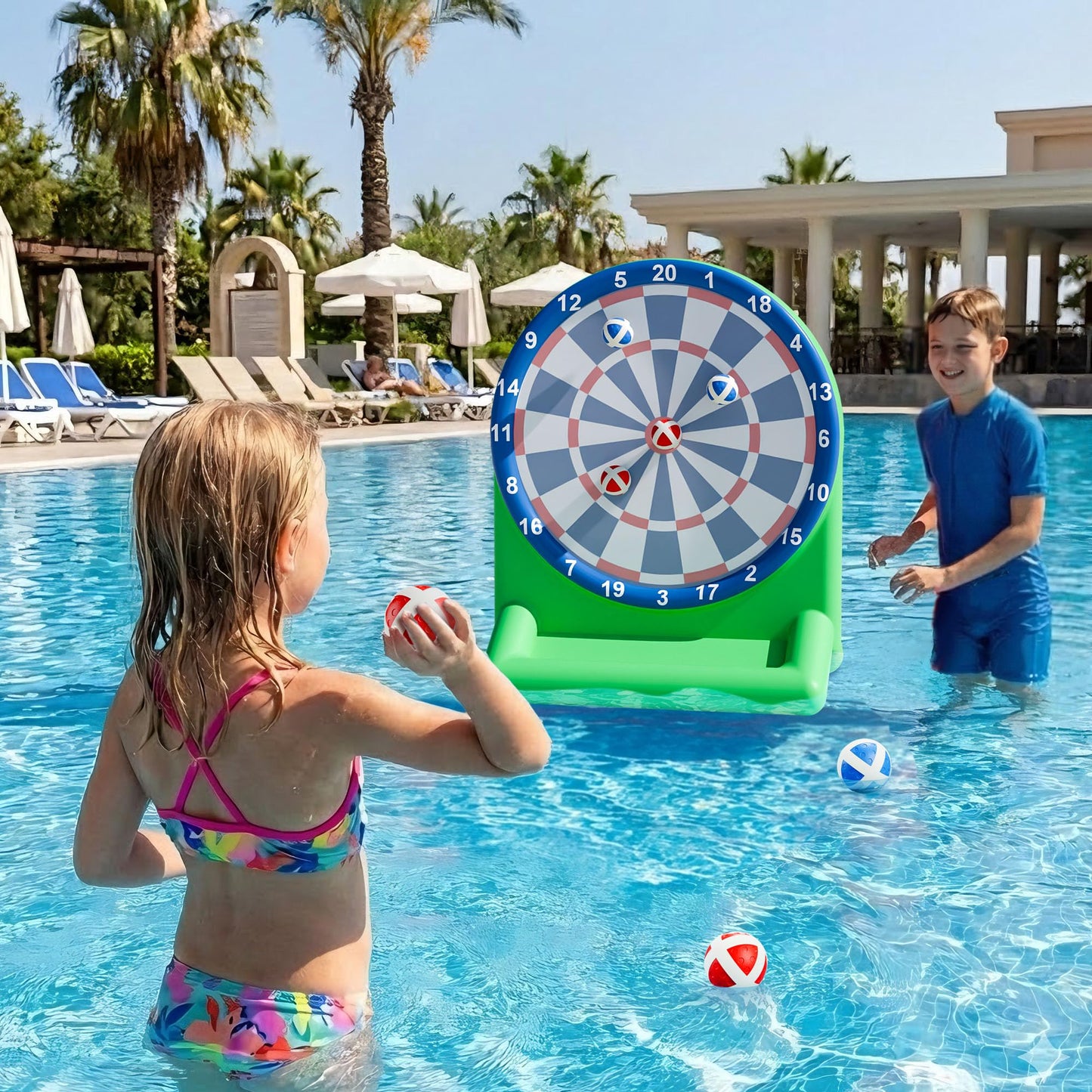 iPlay iLearn Inflatable Dart Board Pool Toy – Water Games for Kids & Family