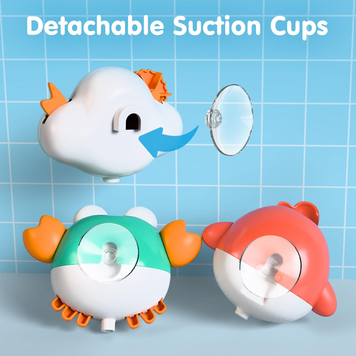 iPlay iLearn Baby Bath Toy Set for Toddlers 6–36 Months – Cloud See-Saw, Bird, Crab, Shower Cup & Wind-Up Boat