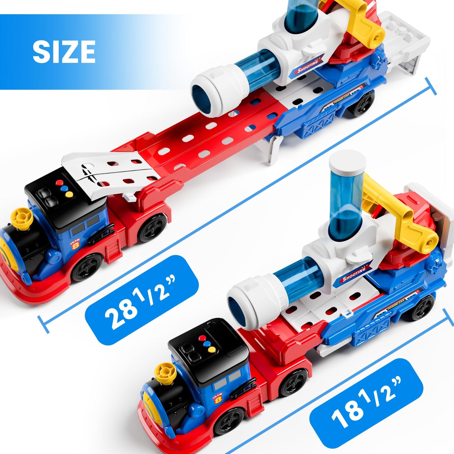 iPlay iLearn Kids Launching Truck Toy – 4 Diecast Cars, Ball Launcher, 28.5-Inch Racetrack for Ages 3-5