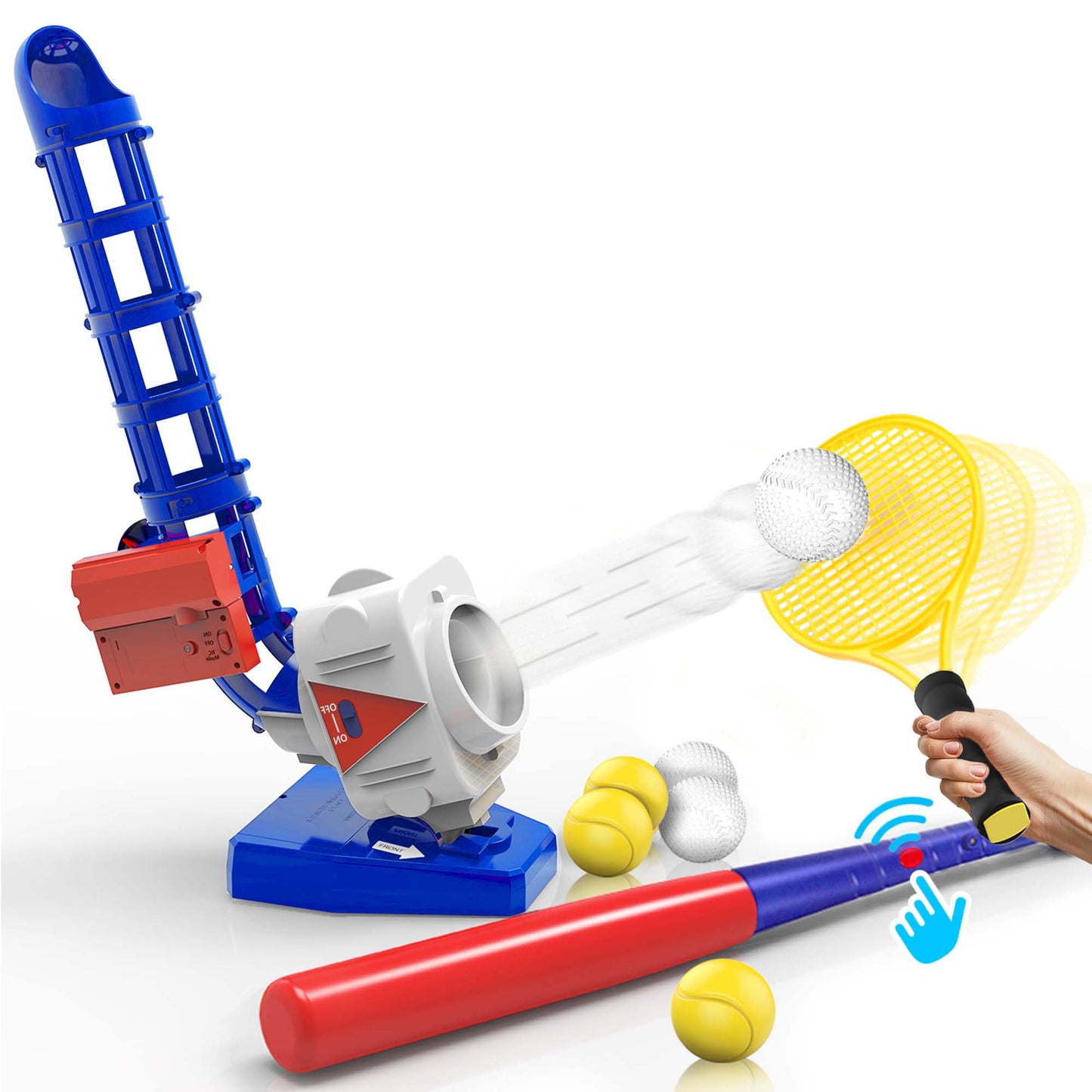 iPlay & iLearn 2-in-1 Kids Pitching Machine – RC Baseball & Tennis Pitcher for Outdoor Play