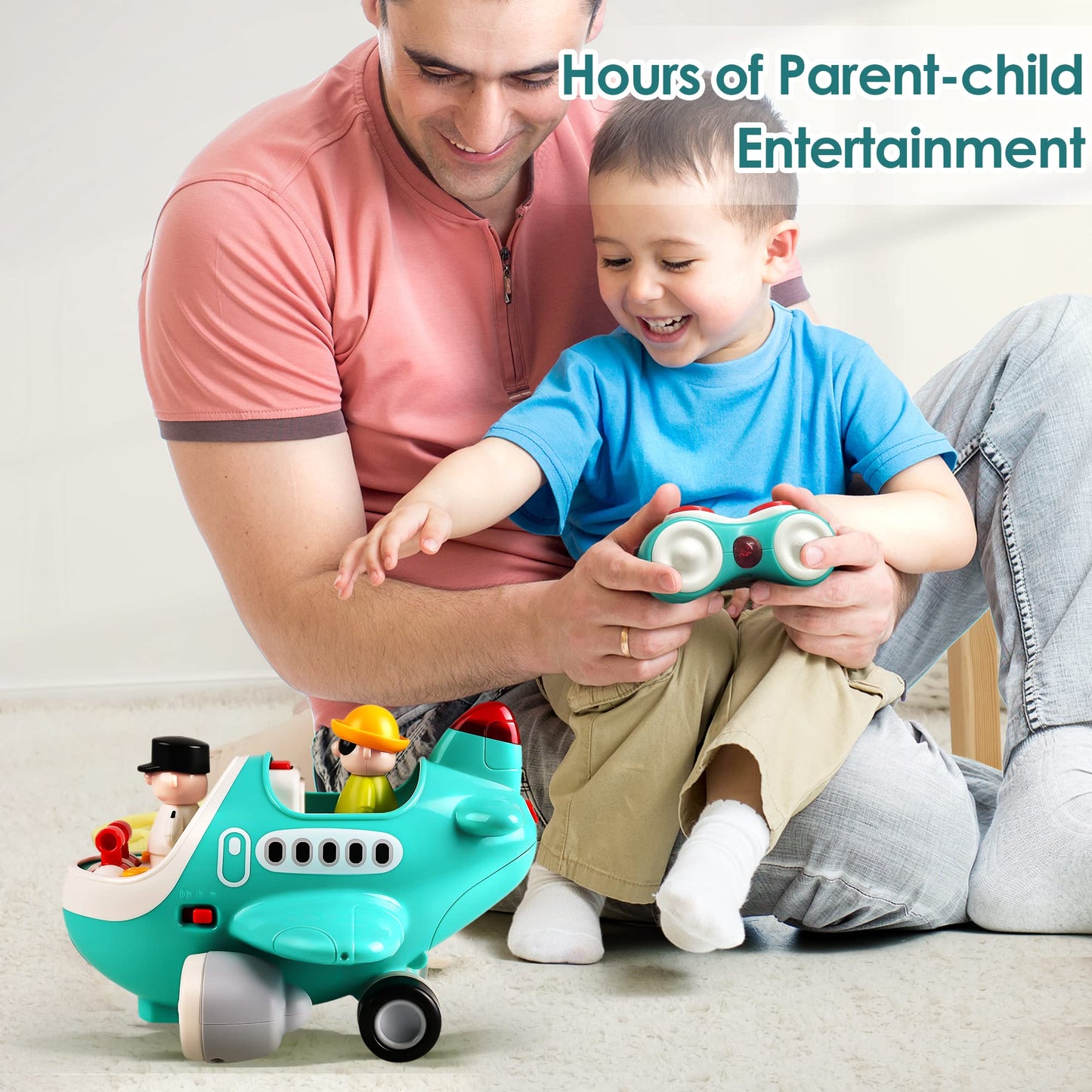 iPlay iLearn Baby Airplane Toy - Remote-Control Plane with Lights & Sounds for Toddlers 2-4