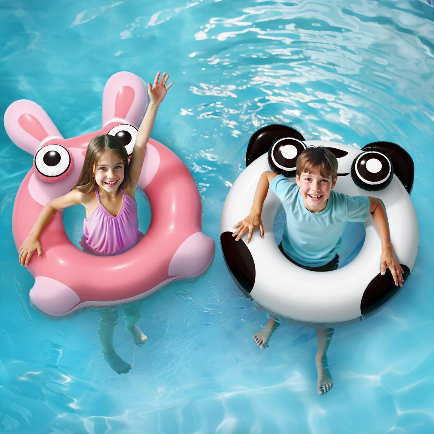 iPlay Pool Wave Kids Swim Ring 2 Pack – Animal Pool Floats for Ages 4–10 | Summer Water Fun