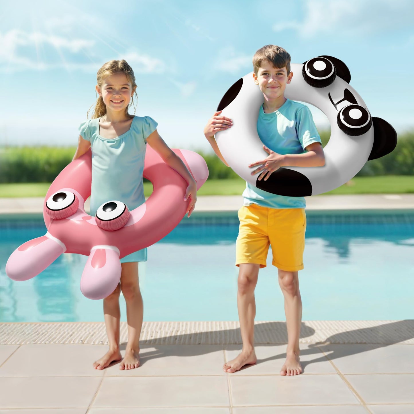 iPlay Pool Wave Kids Swim Ring 2 Pack – Animal Pool Floats for Ages 4–10 | Summer Water Fun