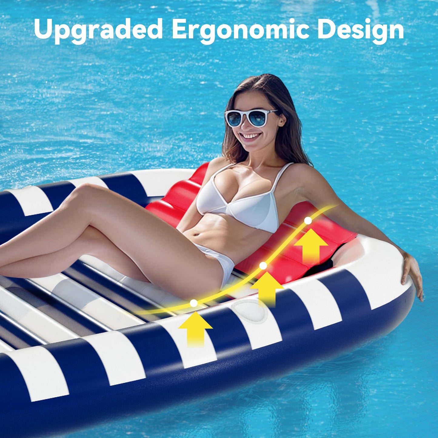 iPlay Pool Wave Inflatable Lounger with Water Sprinkler – 80 x 66 in Blue