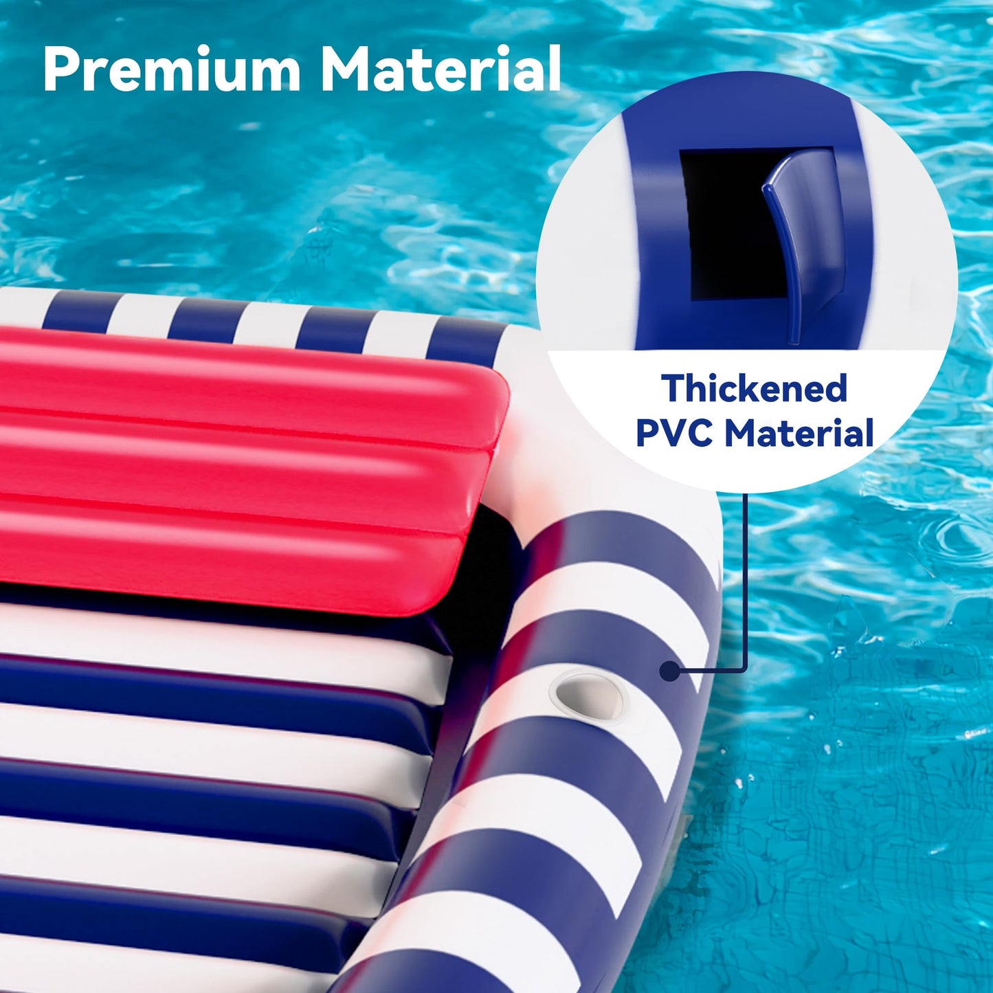 iPlay Pool Wave Inflatable Lounger with Water Sprinkler – 80 x 66 in Blue