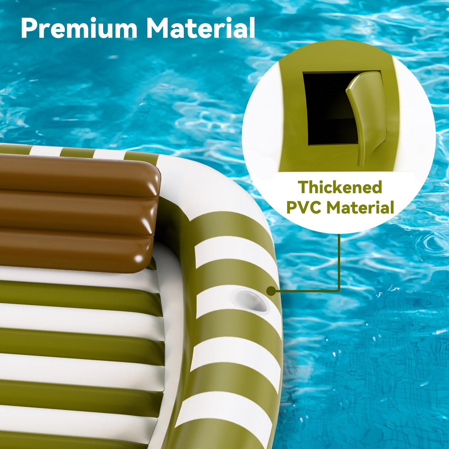 iPlay Pool Wave Inflatable Lounger – 80x66 in Green, Large Family Pool Float with Water Spray