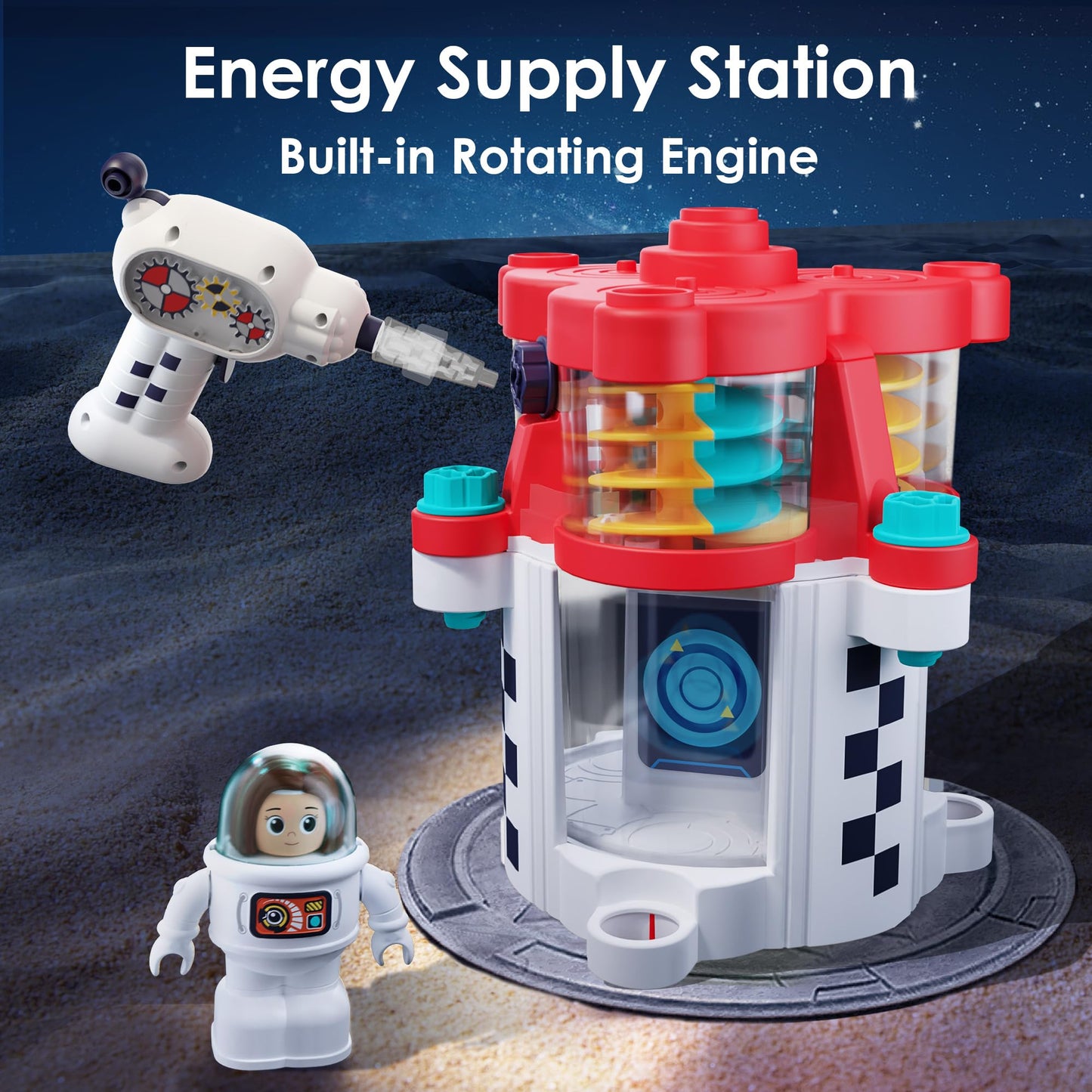 iPlay iLearn Rocket Space Toy – Space Shuttle Playset with Lights, Two Astronauts, STEM Take-Apart Gift for Ages 3-8