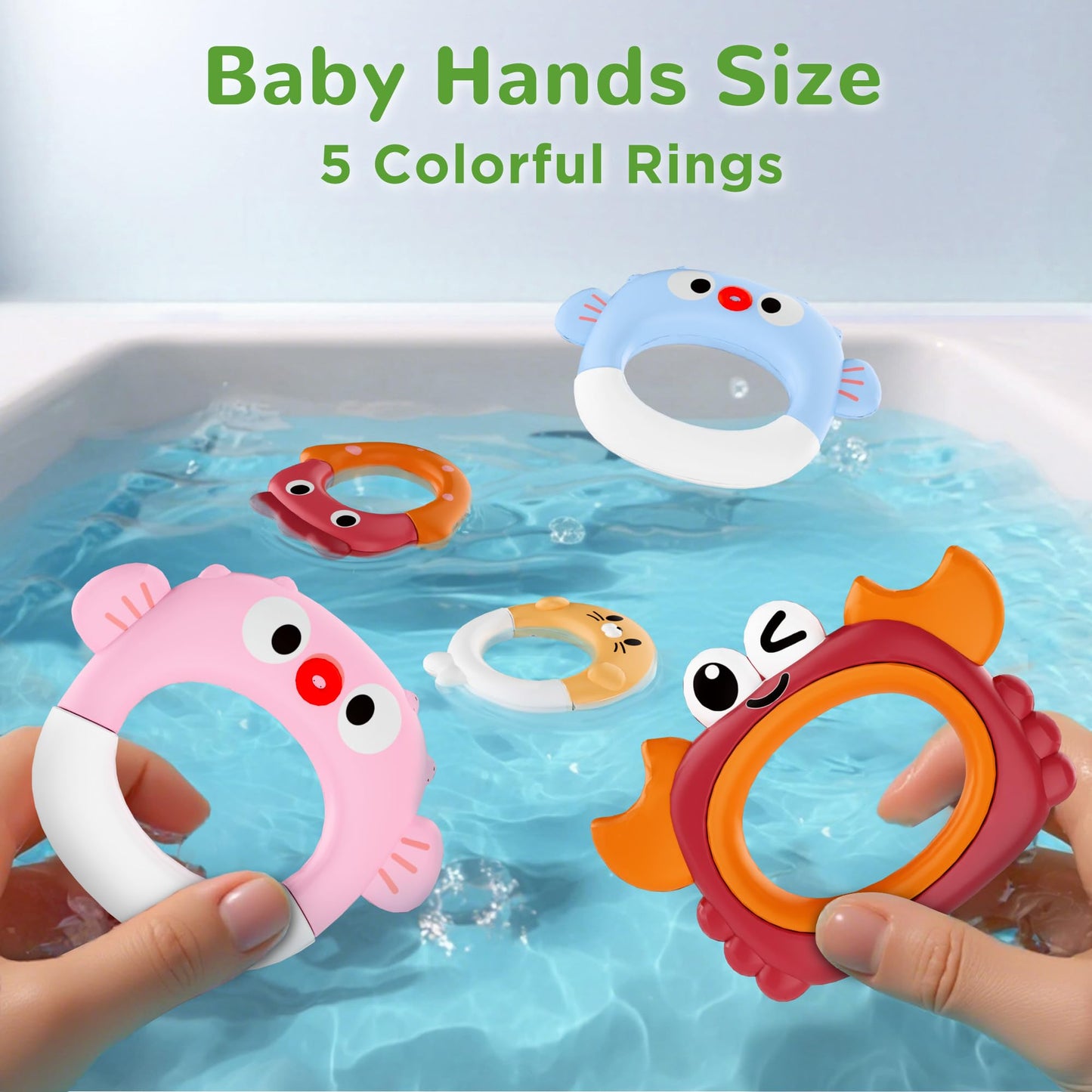 iPlay iLearn Baby Bath Toy Set – Rechargeable Turtle Sprinkler & 5 Rings for Toddlers