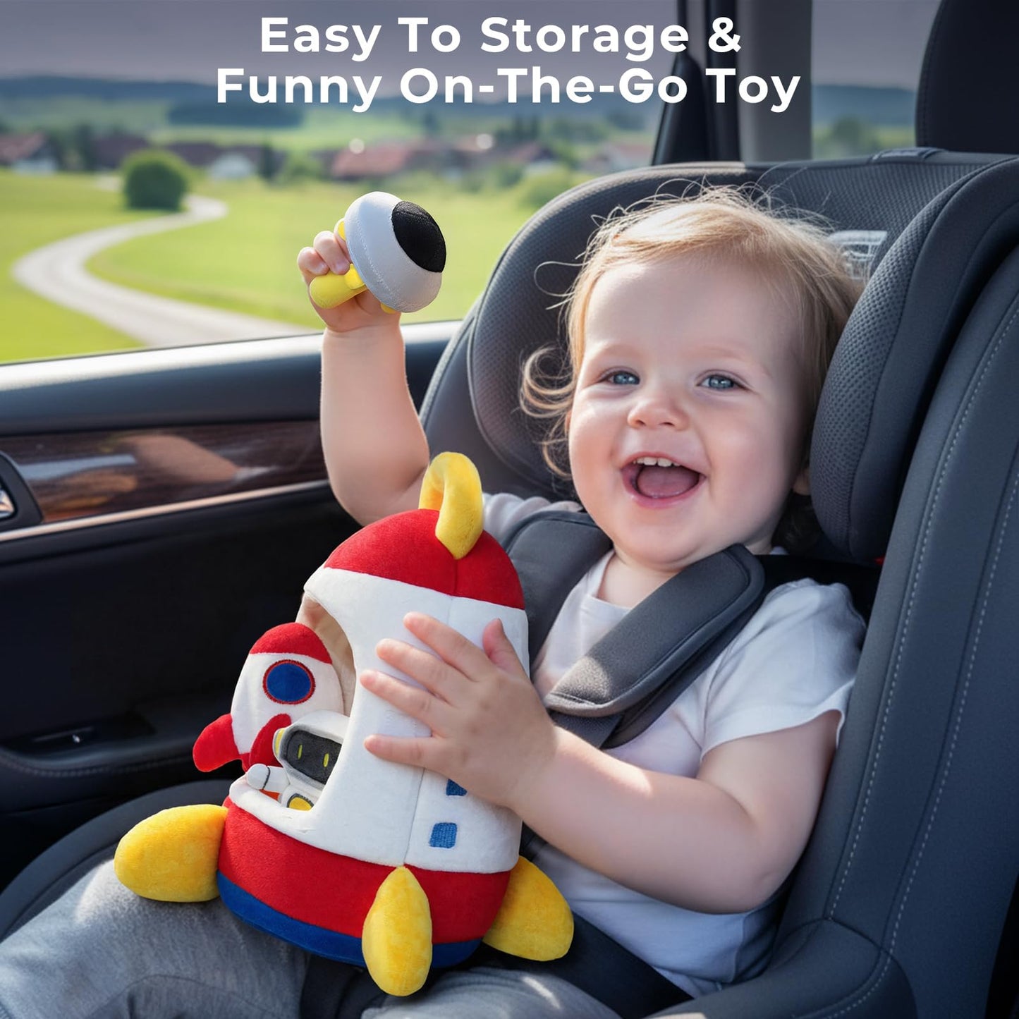 IPOZITO Soft Rocket Baby Toy – 6-12 Months, 5 Sensory Plush, Montessori