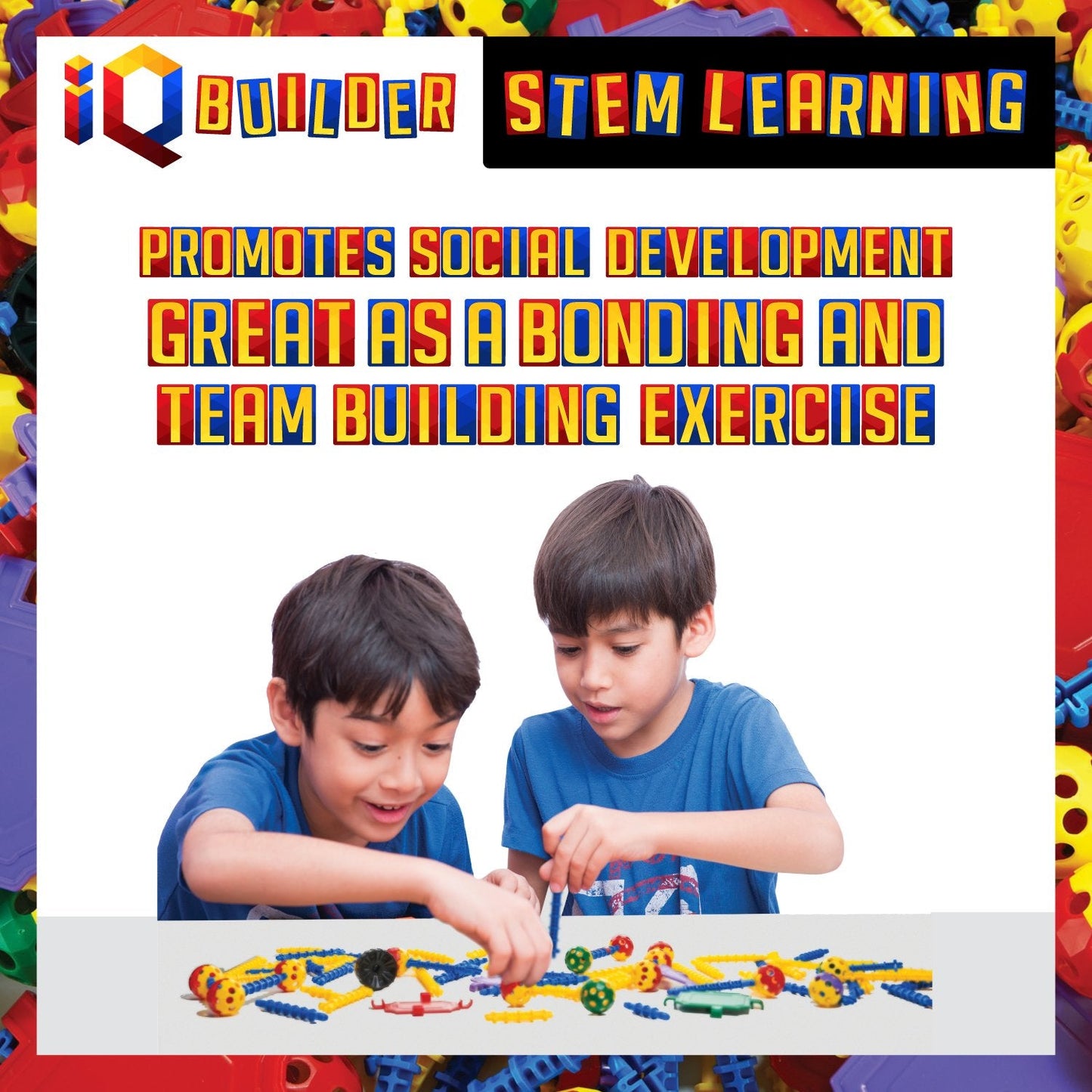 IQ BUILDER STEM Learning Toys - Creative Construction Kit for Ages 3-10 | Educational Building Blocks
