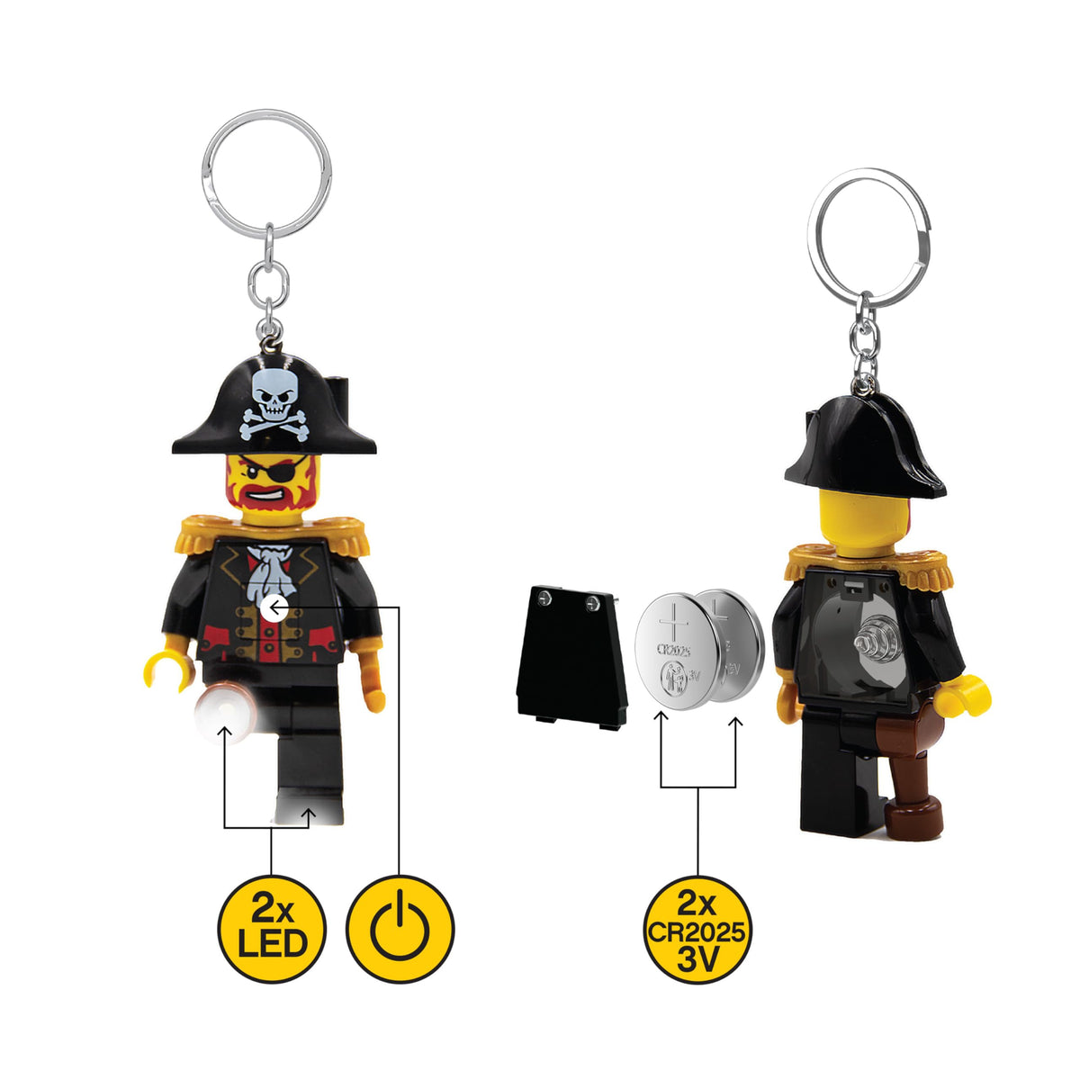 IQ LEGO Captain Brickbeard Keychain Light – 3-Inch Posable LED Minifigure