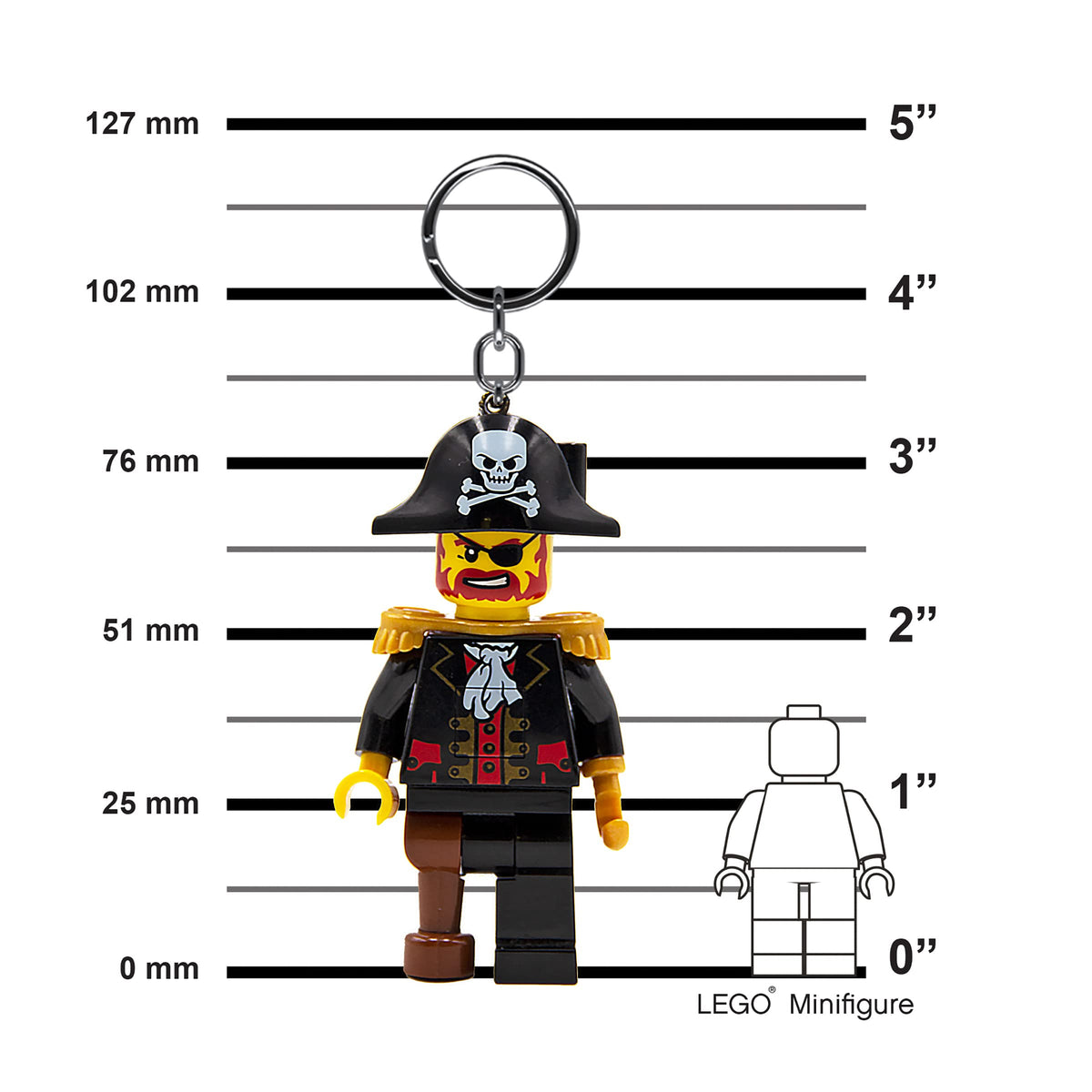 IQ LEGO Captain Brickbeard Keychain Light – 3-Inch Posable LED Minifigure