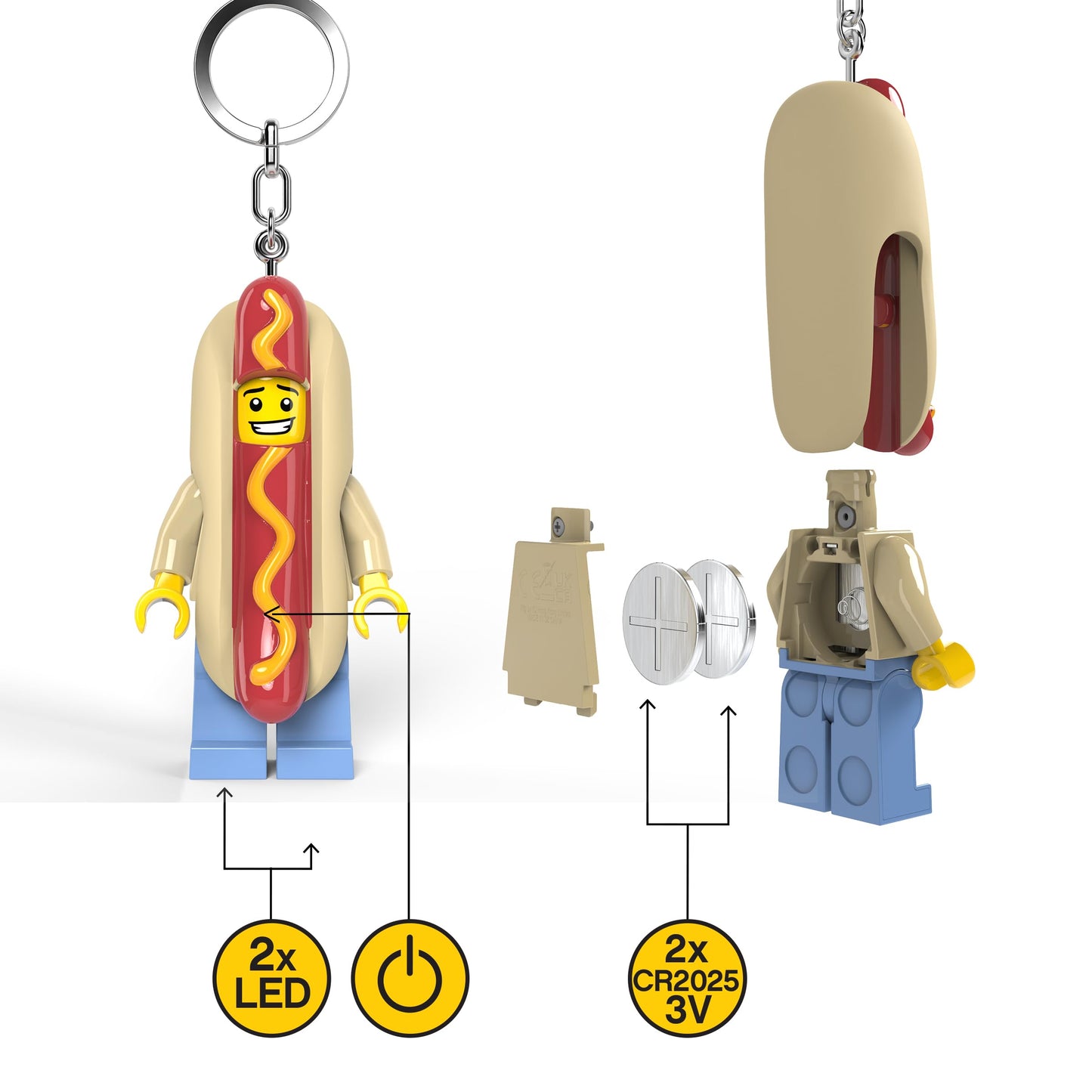 IQ LEGO Minifigures 3-Inch Keychain Light - Hot Dog Man KE119H
