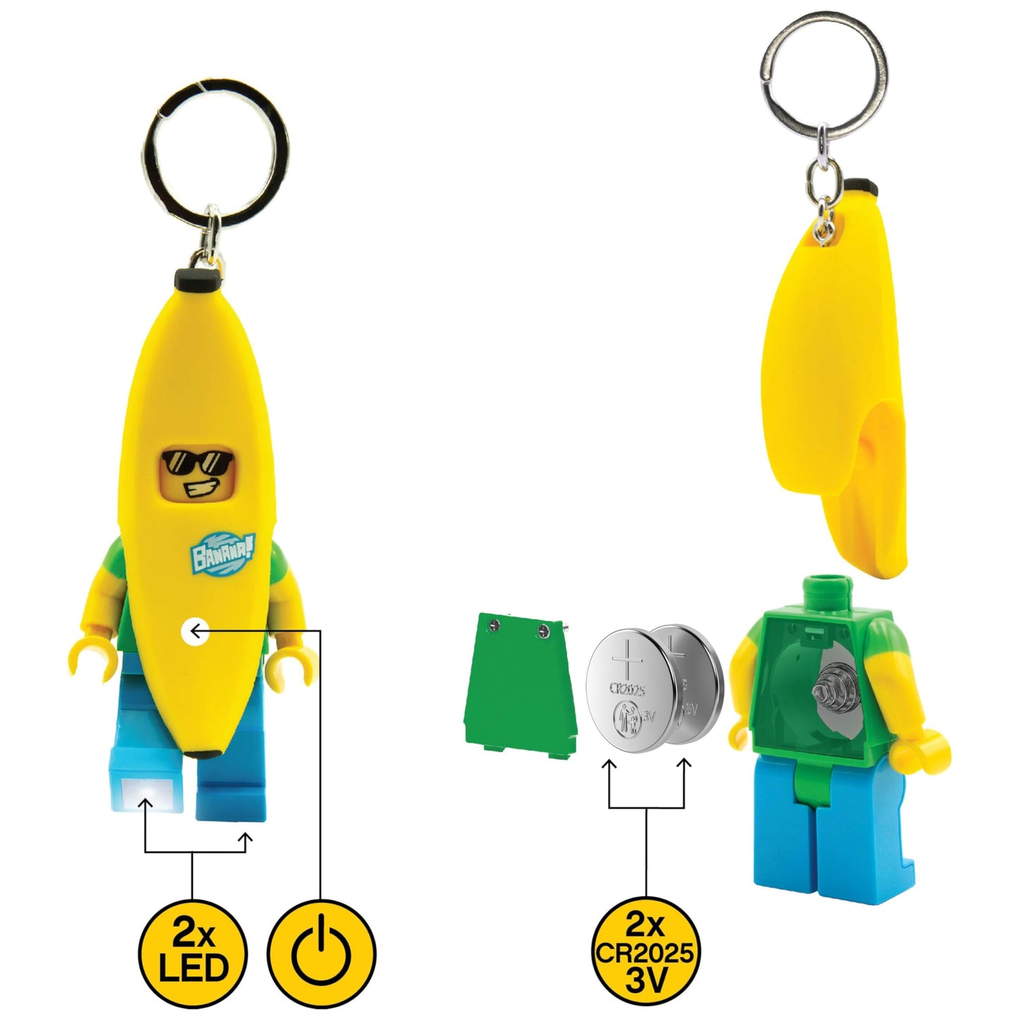 IQ LEGO Minifigures Banana Guy Keychain Light – 3.7-Inch LED Flashlight (KE118H)