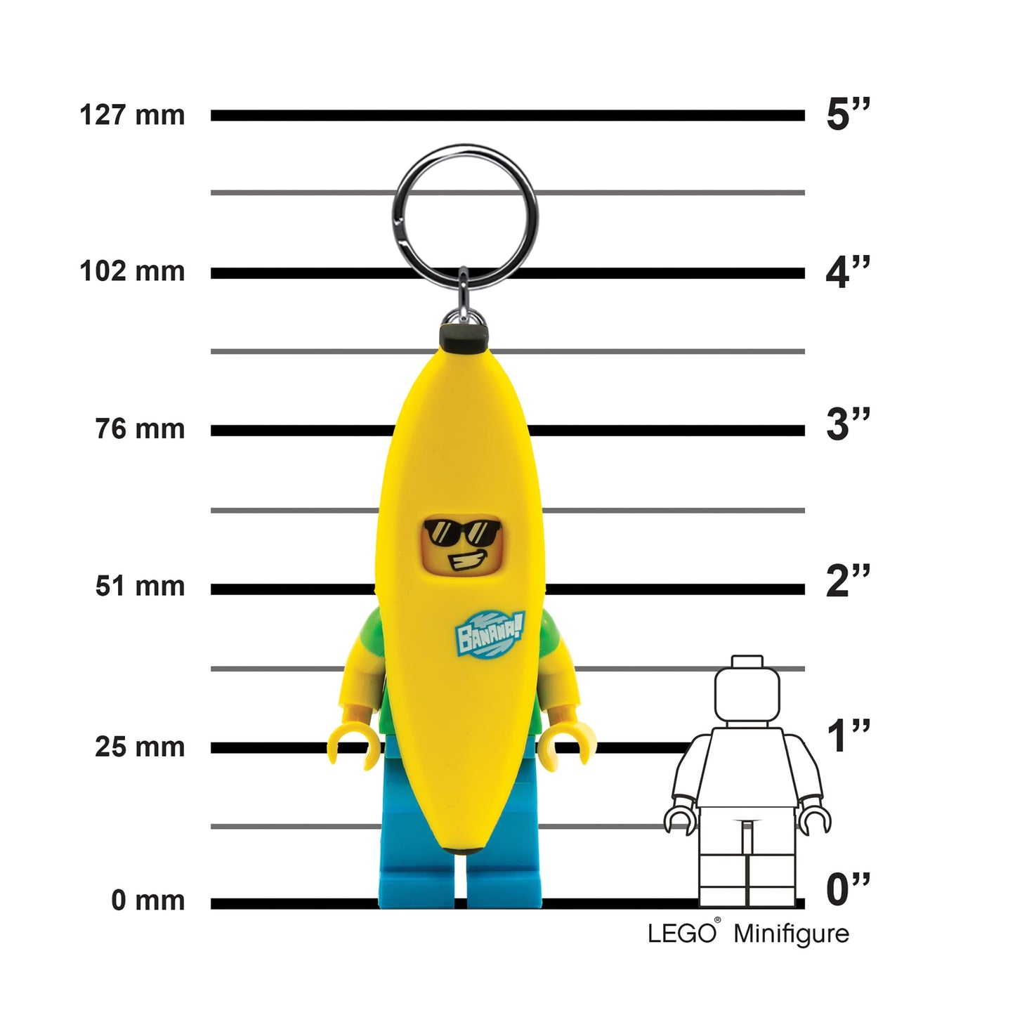 IQ LEGO Minifigures Banana Guy Keychain Light – 3.7-Inch LED Flashlight (KE118H)