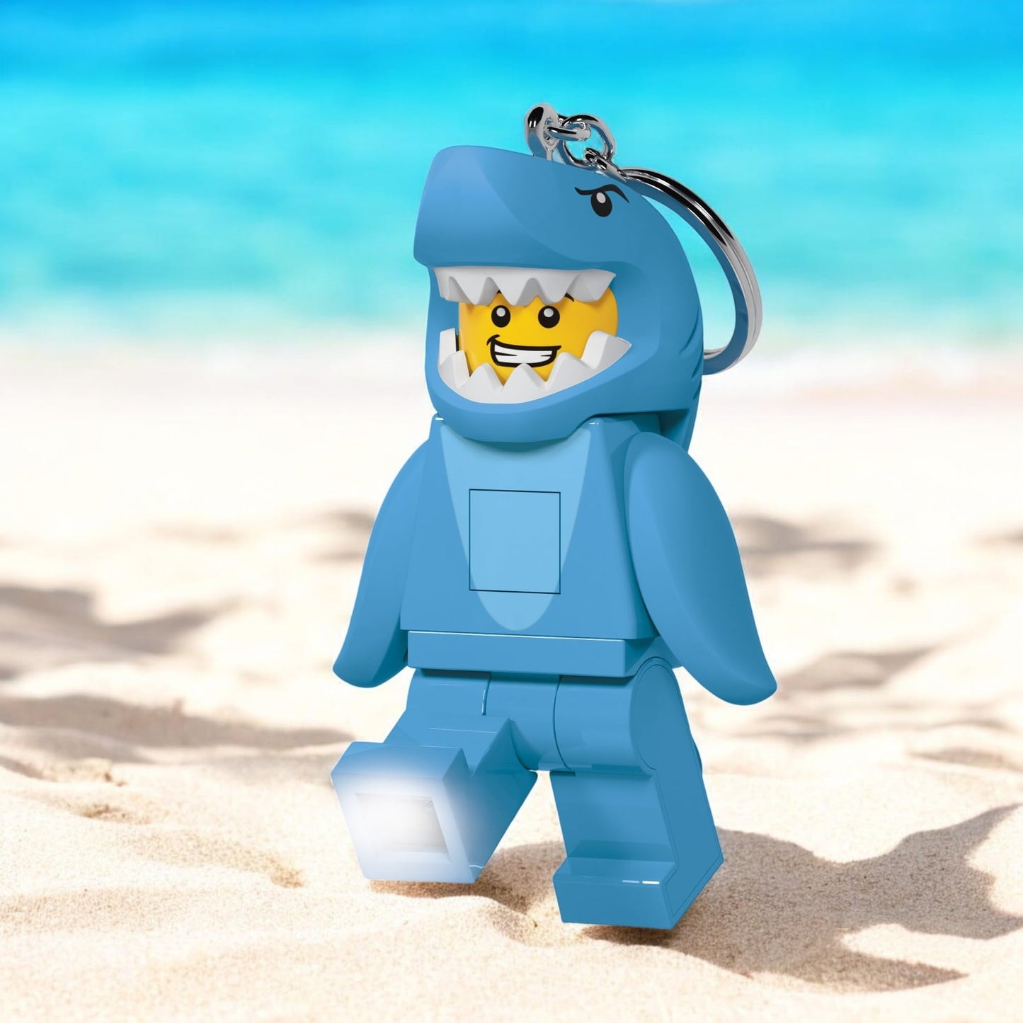 IQ LEGO Minifigures Keychain Light – Shark Suit Guy KE155H, 3-Inch Poseable LED