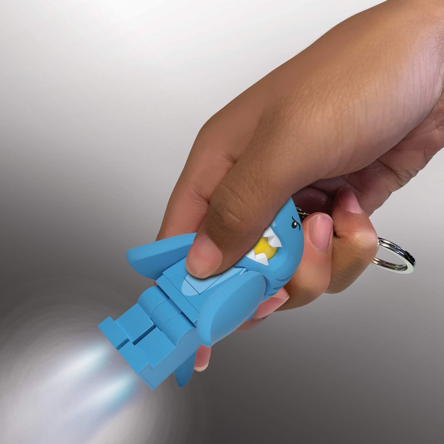 IQ LEGO Minifigures Keychain Light – Shark Suit Guy KE155H, 3-Inch Poseable LED