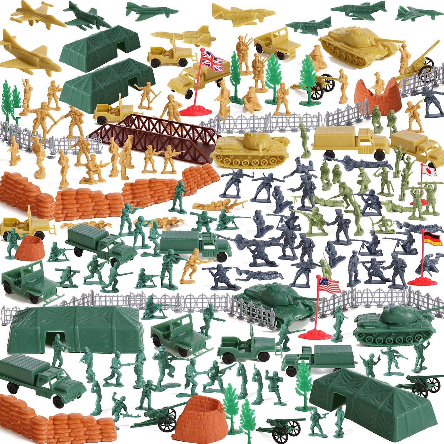 IQ Toys 300-Piece Military Base Set: 200 Soldiers & 100 Accessories in Storage Container