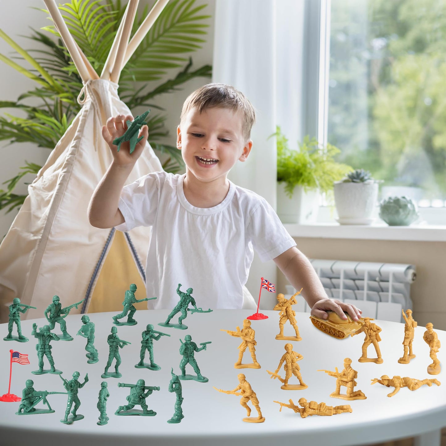 IQ Toys 300-Piece Military Base Set: 200 Soldiers & 100 Accessories in Storage Container