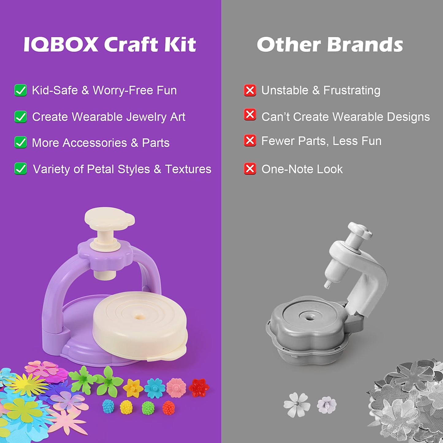 IQBOX Flower Making Kit for Kids 4-8 – DIY Bouquet, Headband & Bracelet