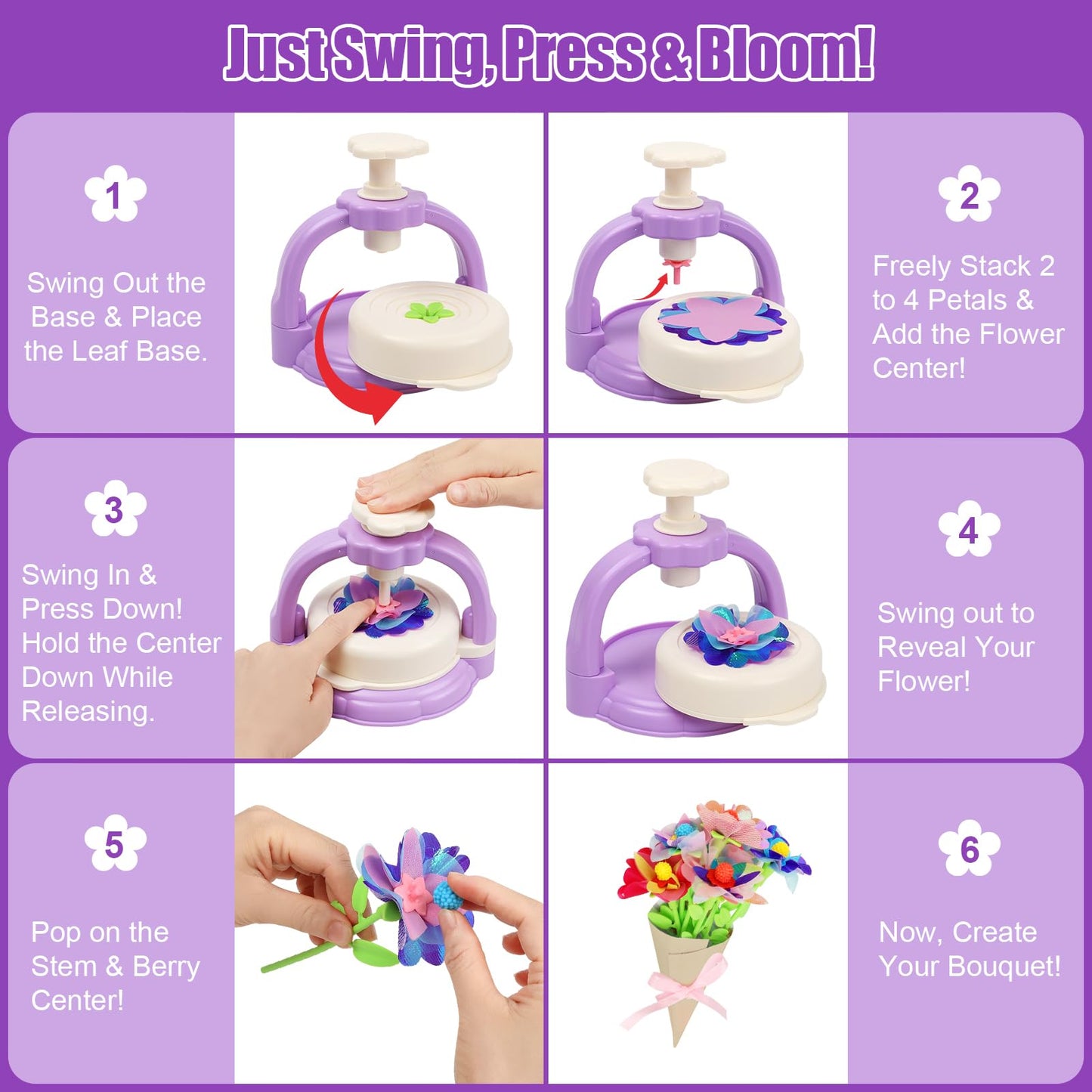 IQBOX Flower Making Kit for Kids 4-8 – DIY Bouquet, Headband & Bracelet
