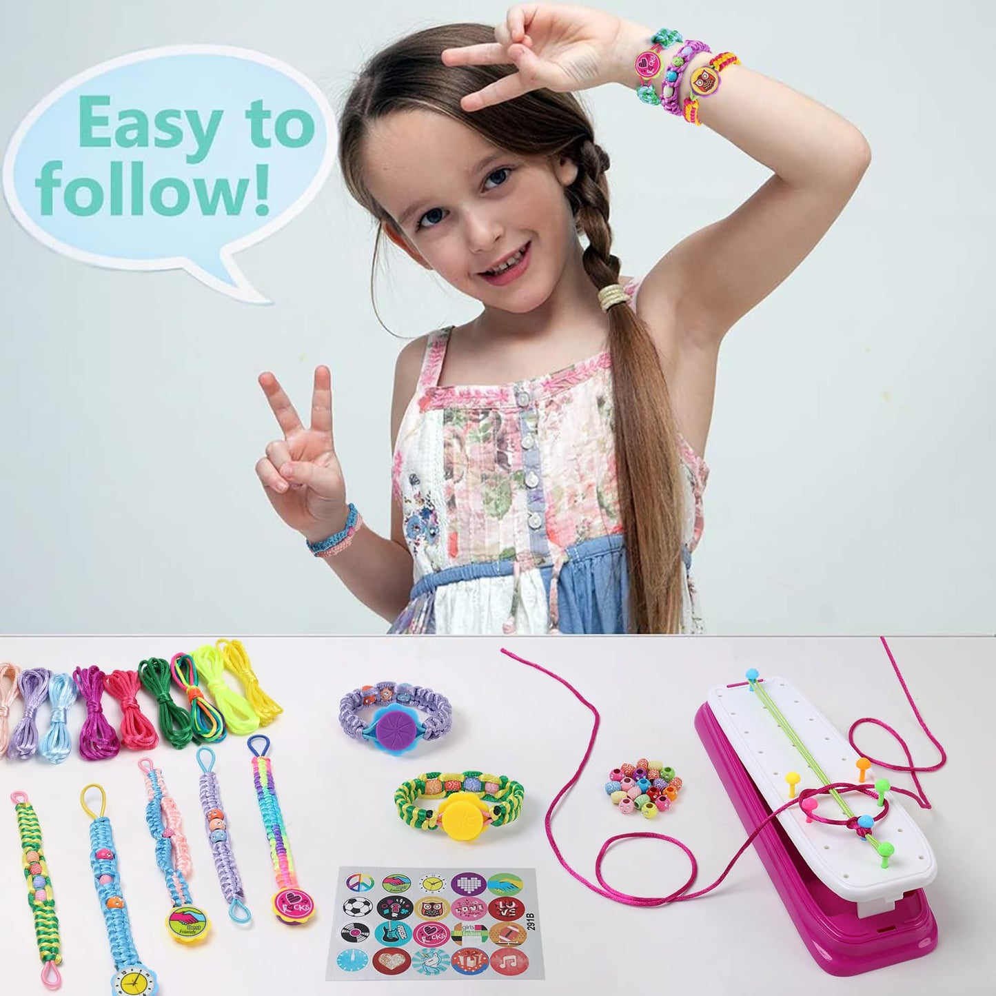 IQKidz Friendship Bracelet Making Kit – Creative DIY Craft Toys for Girls 8-12