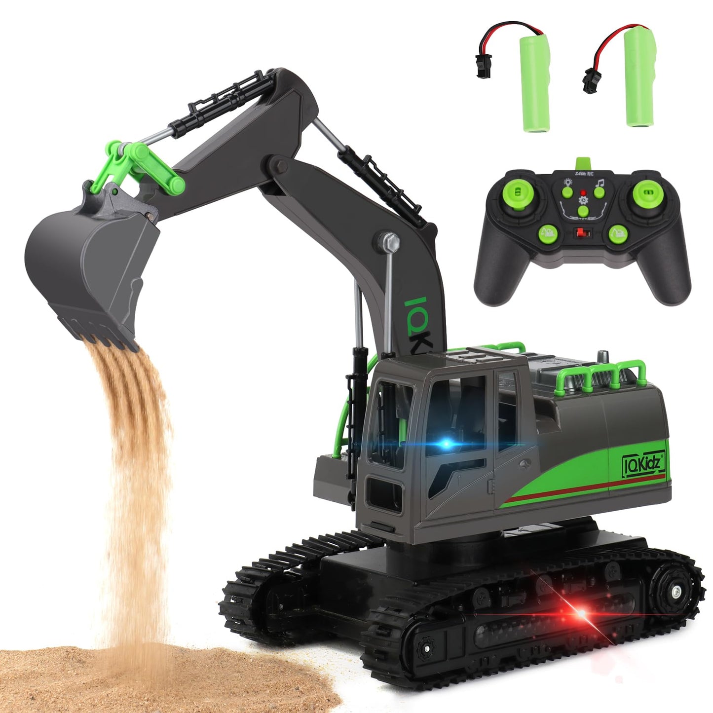 IQKidz Remote Control Excavator Toy – 1/14 RC Digger with Light & Sound, Rechargeable