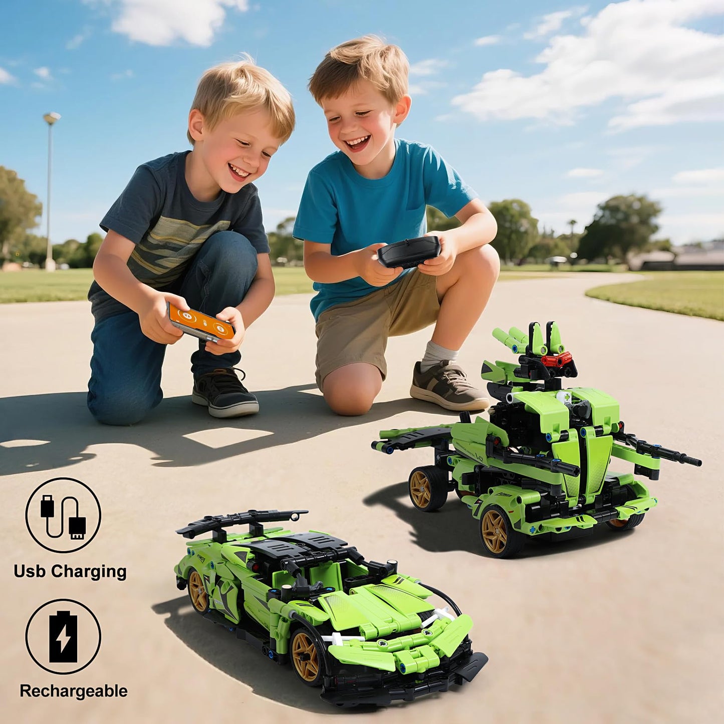 IQKidz 2-in-1 RC Race Car & Robot Building Kit for Kids (Ages 6-12+)