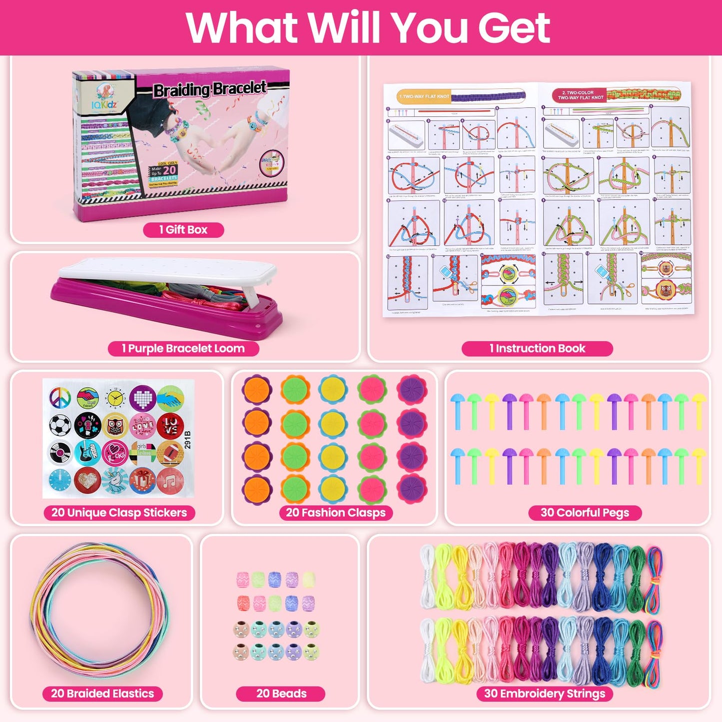 IQKidz Friendship Bracelet Making Kit – Creative DIY Craft Toys for Girls 8-12