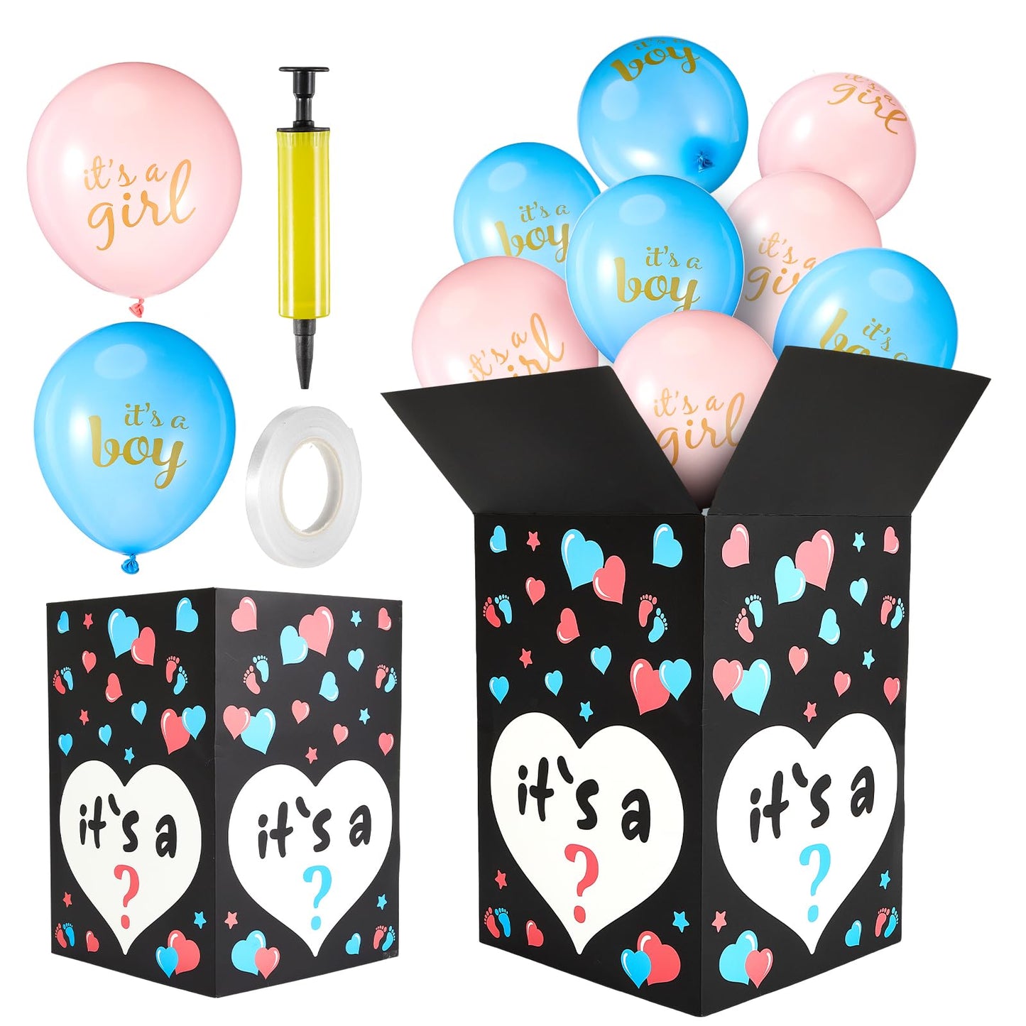 Ireer Gender Reveal Balloon Box with 16 Latex Balloons – Easy Assembly & Party Decor