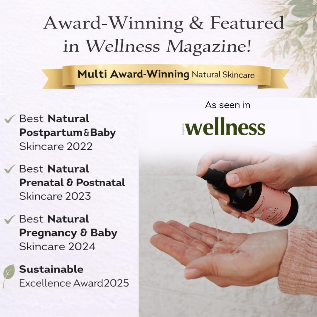 Irene Organics Organic Belly Oil for Pregnancy & Postpartum — Lightweight, Non-Greasy & Unscented