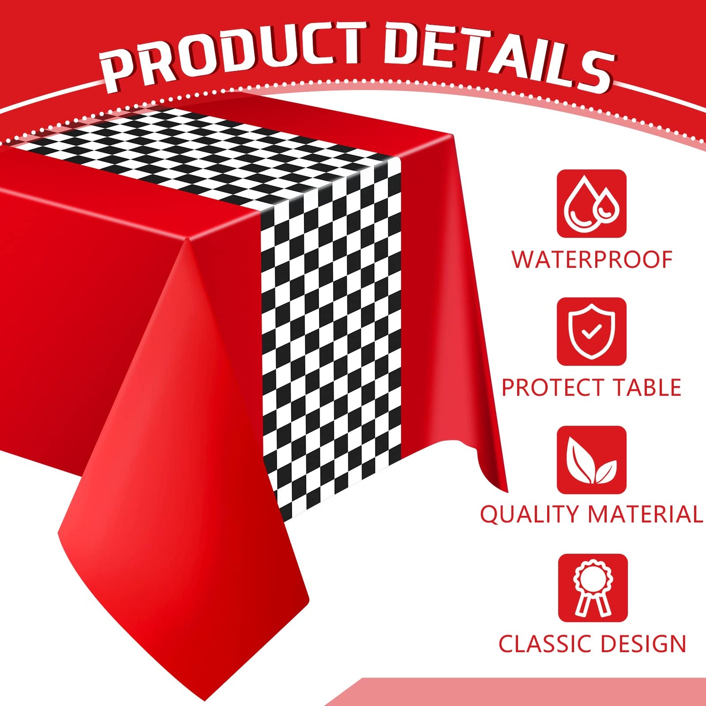 Irenare 6-Sheet Racetrack Tablecloth Pack – 54 x 108 in Car Birthday Party Decor