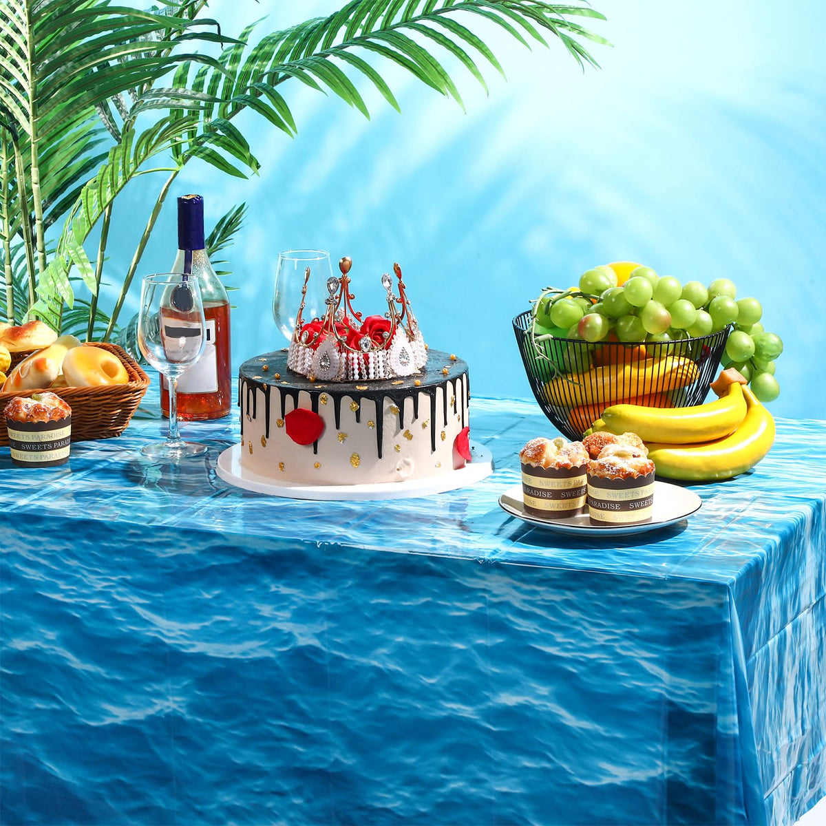 Irenare Ocean Waves Tablecloth, 54x108 Inch – 2 Pieces Waterproof Ocean Table Cover