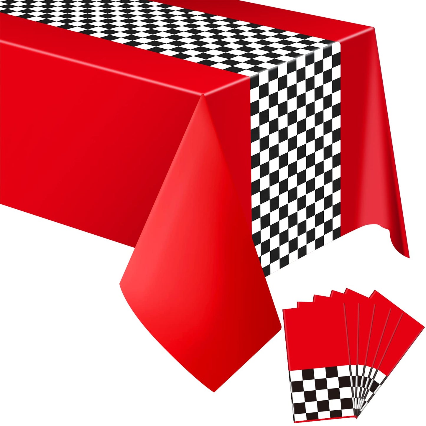Irenare 6-Sheet Racetrack Tablecloth Pack – 54 x 108 in Car Birthday Party Decor