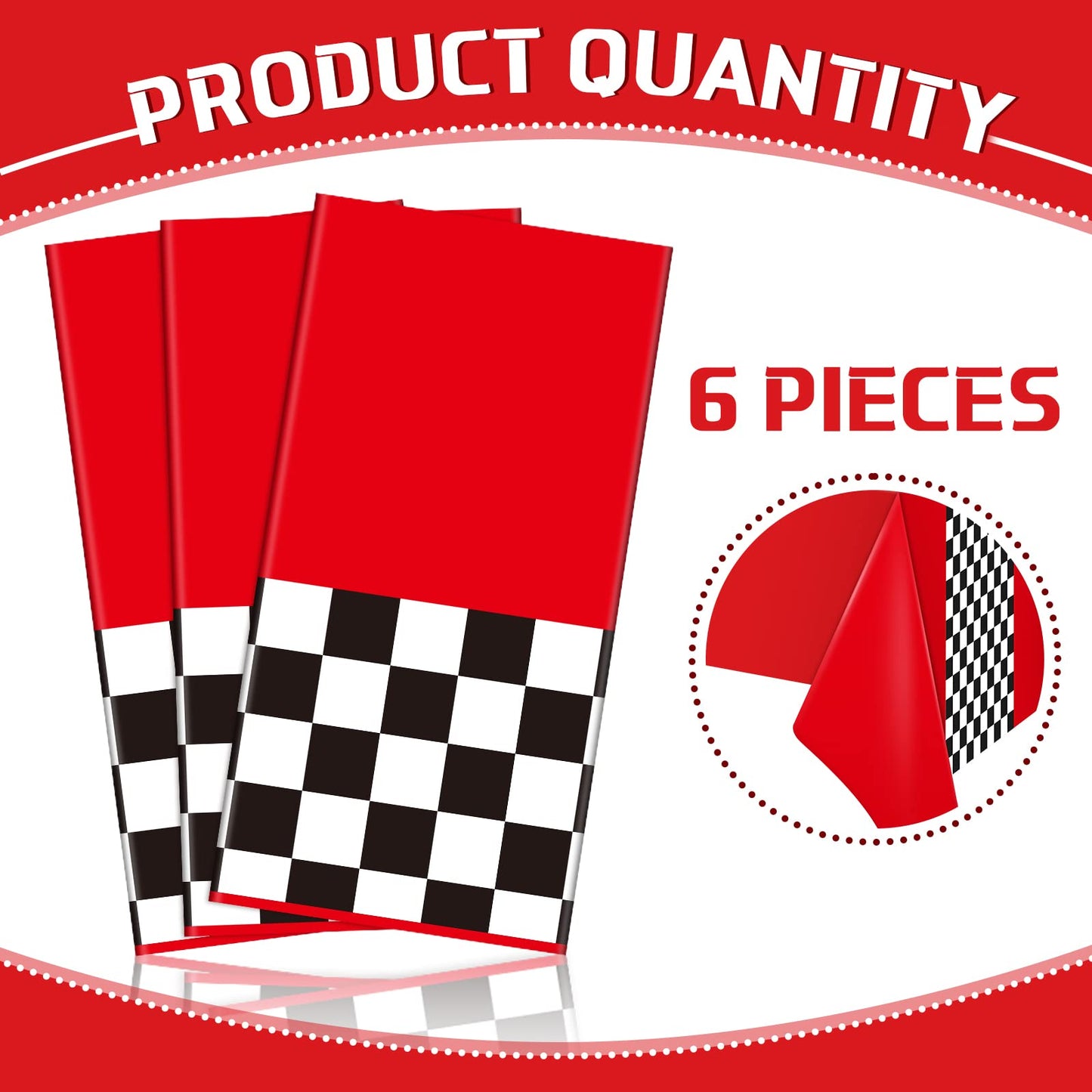 Irenare 6-Sheet Racetrack Tablecloth Pack – 54 x 108 in Car Birthday Party Decor