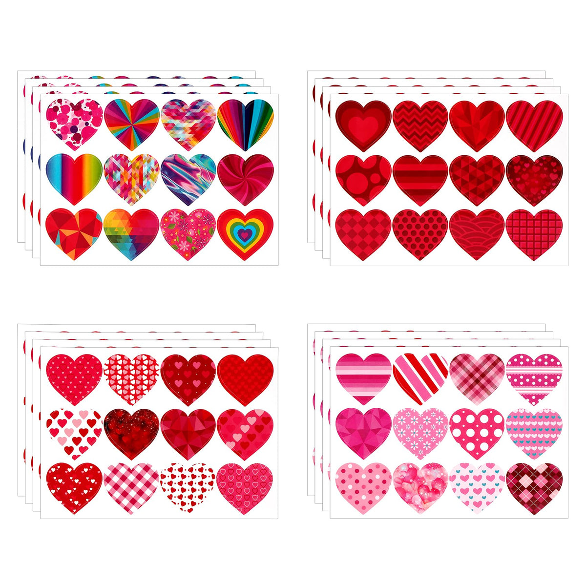 iRFKCIOW Valentine Stickers 16 Sheets – Glitter Heart Stickers for Cards, Gifts & Crafts