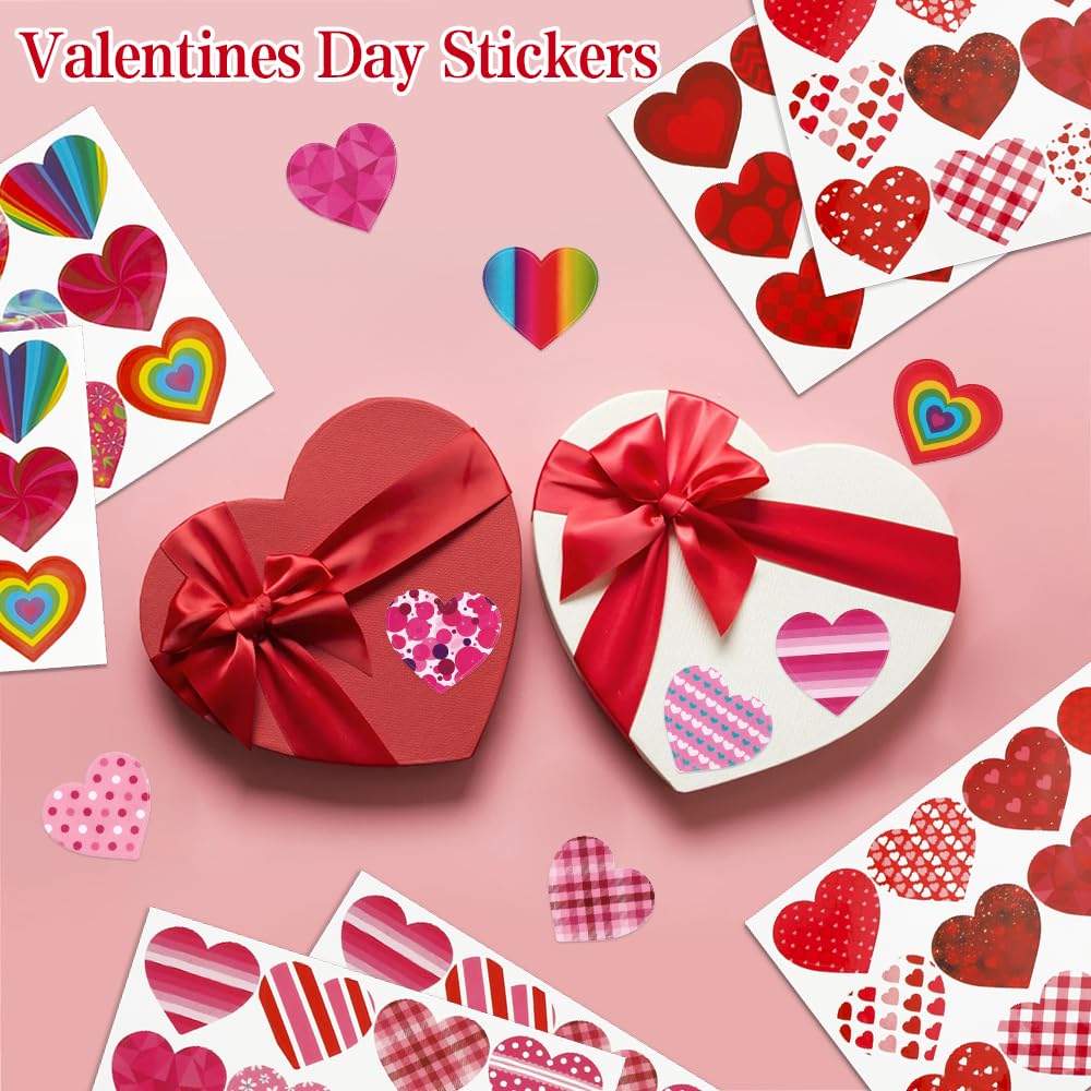 iRFKCIOW Valentine Stickers 32 Sheets – 384 Hearts for Gifts, Cards & Crafts