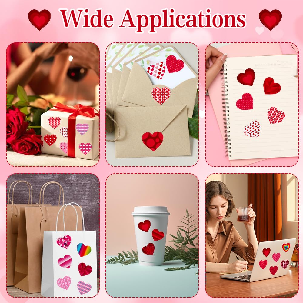 iRFKCIOW Valentine Stickers 32 Sheets – 384 Hearts for Gifts, Cards & Crafts