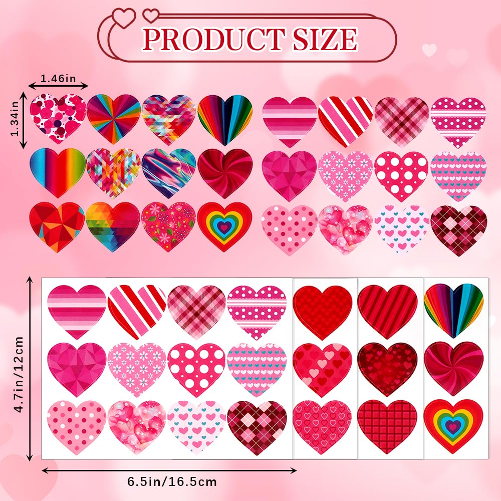 iRFKCIOW Valentine Stickers 32 Sheets – 384 Hearts for Gifts, Cards & Crafts